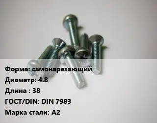 Винт самонарезающий 4.8х38 DIN 7983 Сталь: А2